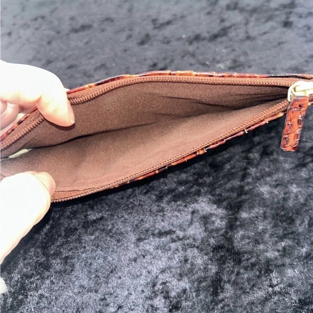 Brahmin credit card wallet red opal Melbourne croc-embossed leather